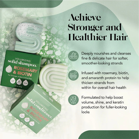 2PCS Sheeamy Rosemary & Biotin Shampoo and Conditioner Bar Set for Thinning Hair - 2Pc Volume Shampoo Bar & Conditioner Bar