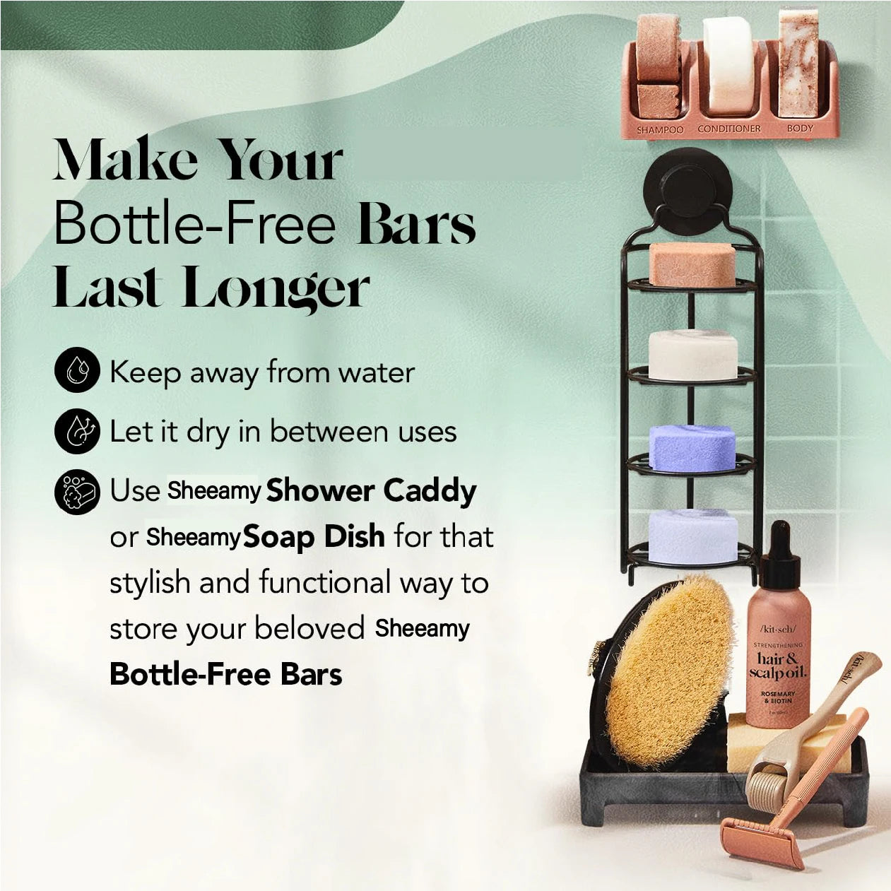 2PCS Sheeamy Rosemary & Biotin Shampoo and Conditioner Bar Set for Thinning Hair - 2Pc Volume Shampoo Bar & Conditioner Bar