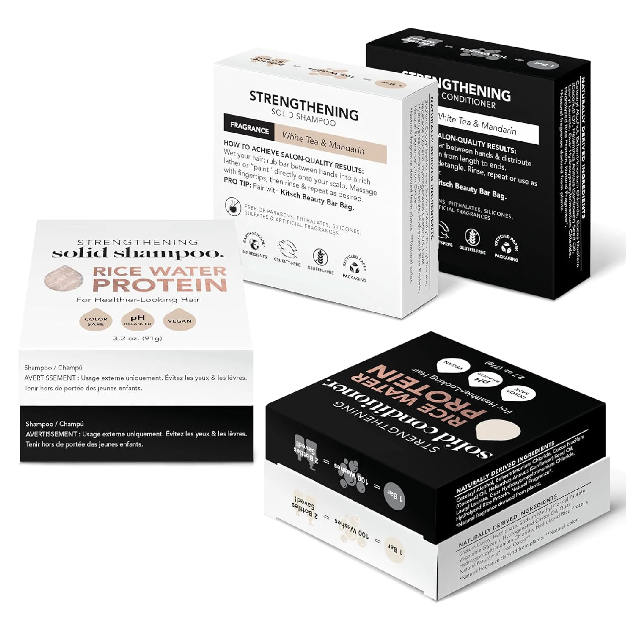 2PCS Sheeamy Rice Shampoo and Conditioner Bar for Hair Growth | Rice Shampoo Bar & Conditioner Bar for Strengthening Hair